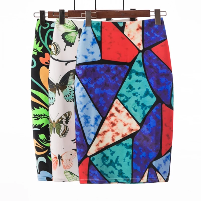 Новая летняя женская шикарная винтажная юбка с геометрическим принтом высокая