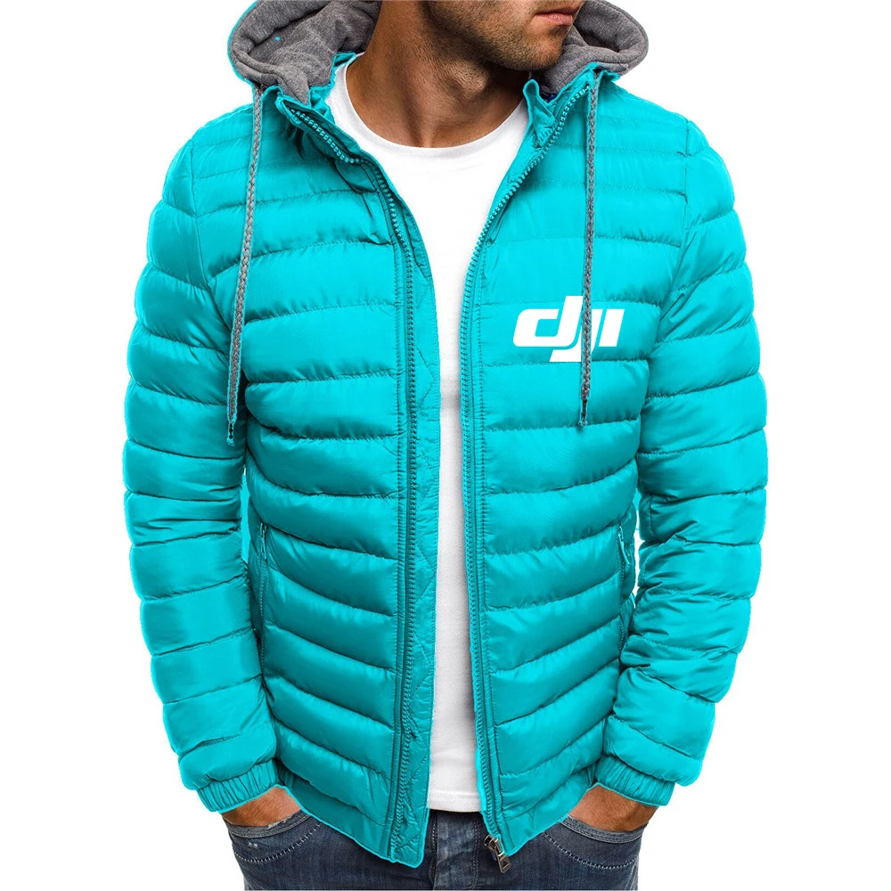 

DJI Professional Pilot Drone Logo Winter Men's Coats Warm Thick Male Jackets Padded Casual Hooded Overcoats Brand Coats Hoodies