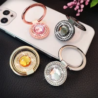 glitter crystal pearl phone finger ring holder for iphone series redmi samsung grip rotation cellphone stand mount bracket