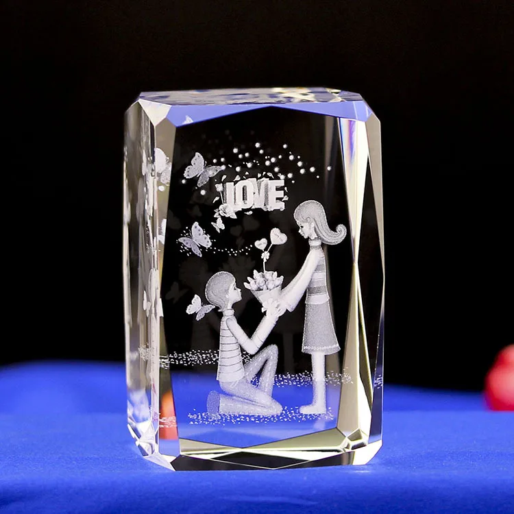 

Make a Proposal LOVE Transparent Crystal 3D Carved Crafts Glass Ornaments Figurines Wedding Party Gifts Home Decor