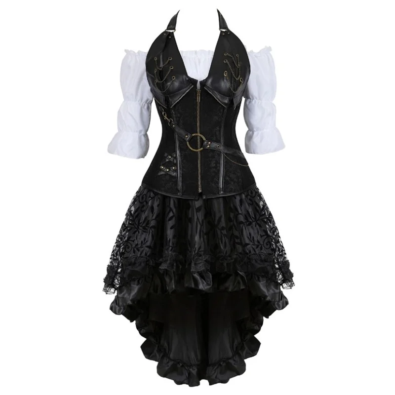 Платье-корсет в стиле стимпанк готические платья женский кожаный корсет из