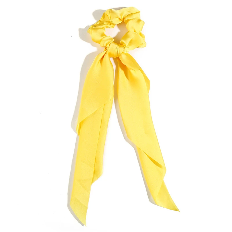 2 Yellow Модные аксессуары для волос, длинный шарф, ленты, резинка для волос для женщин, галстук-бабочка, эластичный конский хвост, держатель, резинки для волос для девушек, аксессуары для волос - Цвет: 2 Yellow