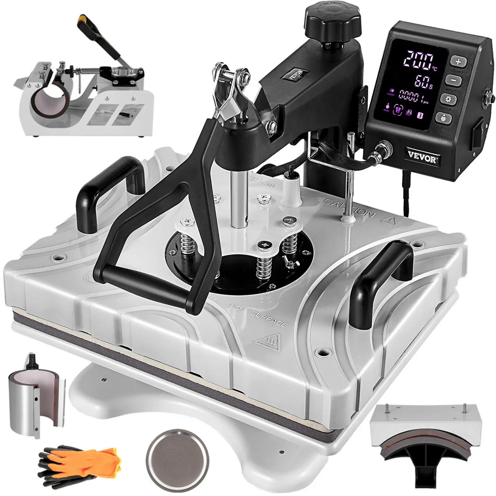 

Термопресс для футболок, сублимационная машина, 12x15 дюймов, 6 в 1, термопресс 1000 Вт, термопресс с вращением на 360 °