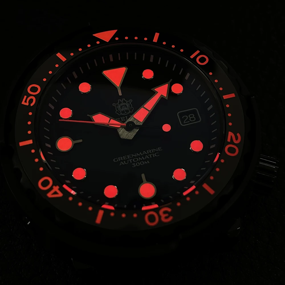 Мужские Супер Светящиеся механические Спортивные часы STEELDIVE SD1975XT 47 5 мм PVD черный