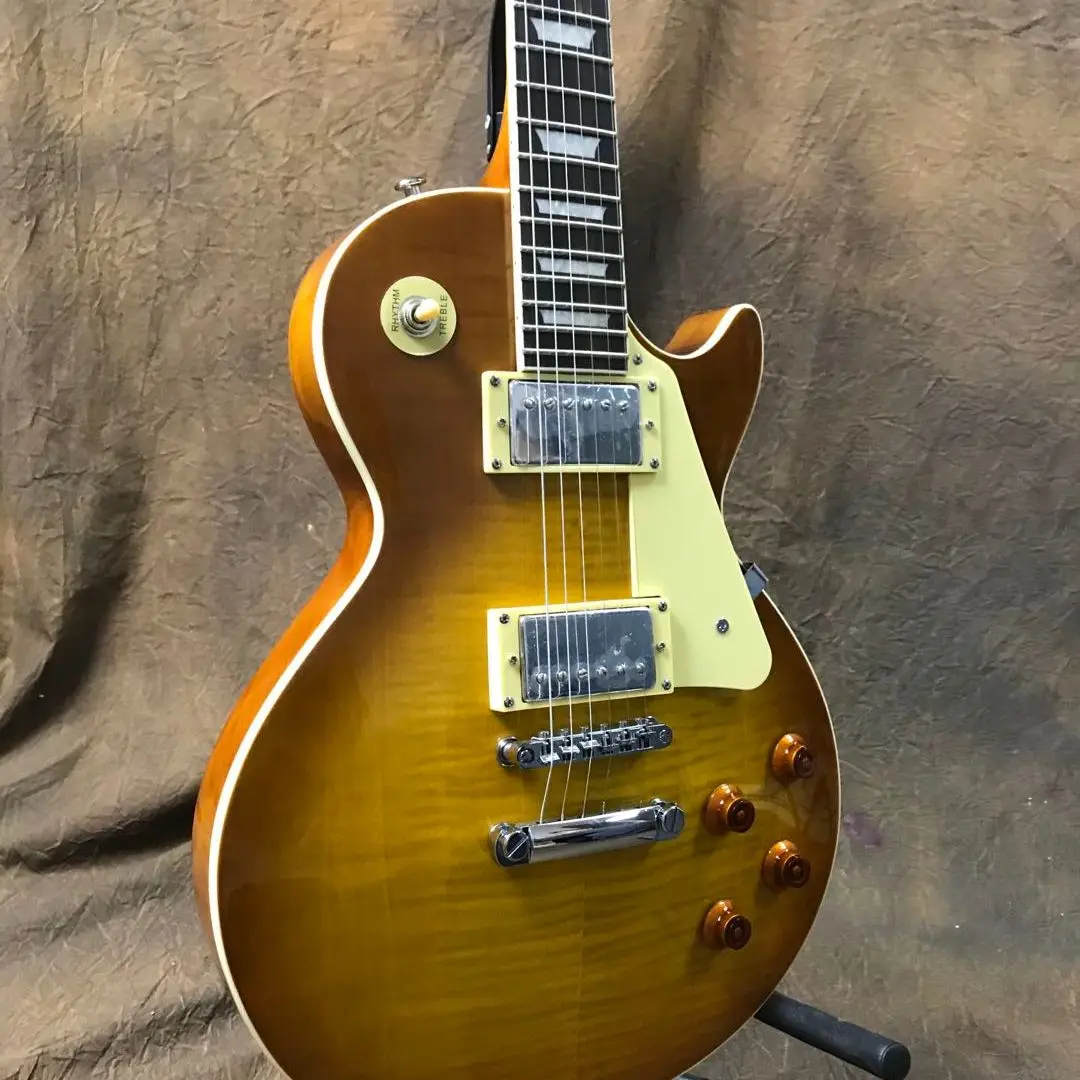 Горячая Распродажа классическая красная гитара Тигр Полосатый клен верхняя