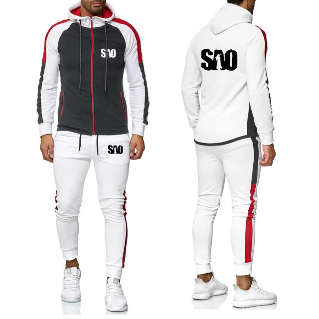 SAO Sword Art Online Printed Jacket Men Casual Sweatshirt Harajuku Streetwear Splice Long sleeve+Pants 2Pcs Sporting H | Автомобили и