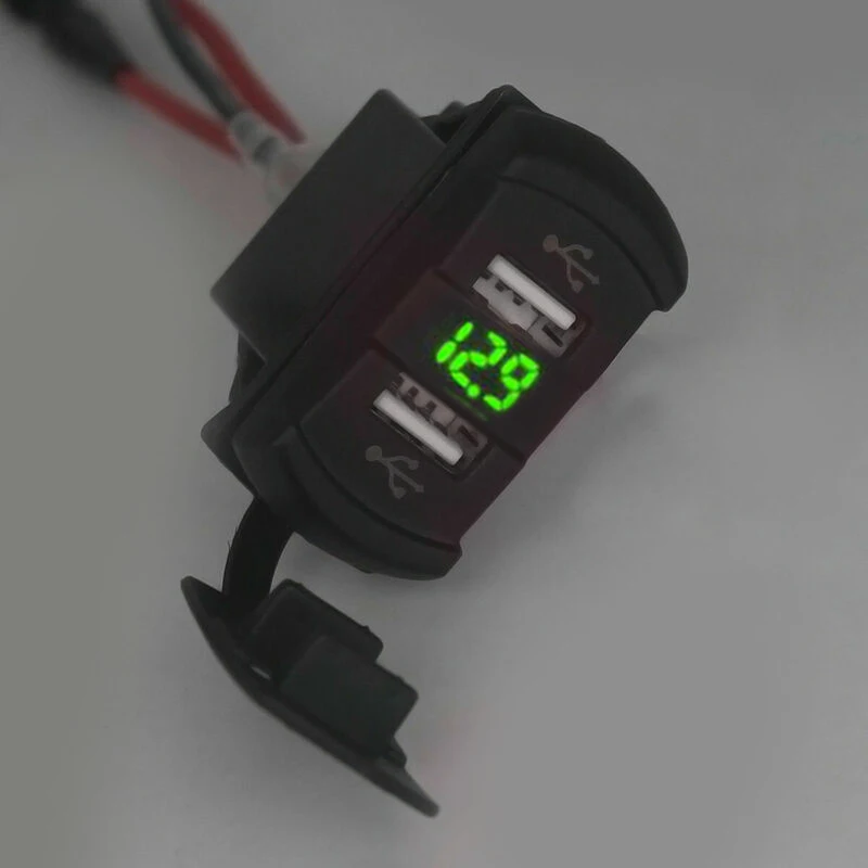 12VCar Truck Boat UTV зеленый светодиодный двойной USB зарядное устройство цифровой