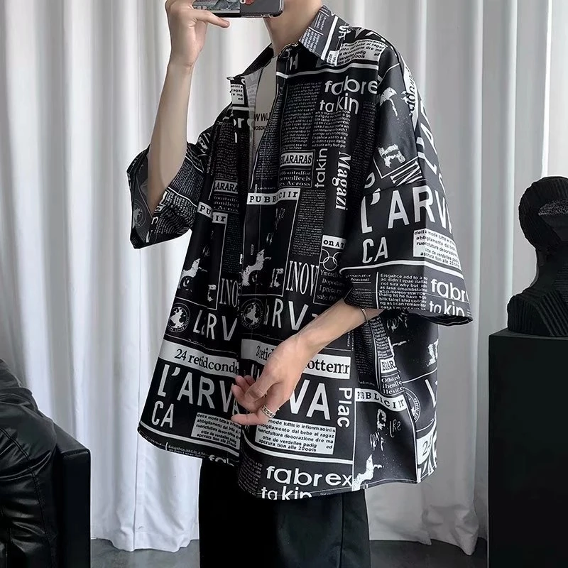 

Summer Men's Shirts Hip Hop Fashion Streetwear Short Sleeve Graphics Shirts Men Casual Trend Harajuku Men Clothing Tops Shirts