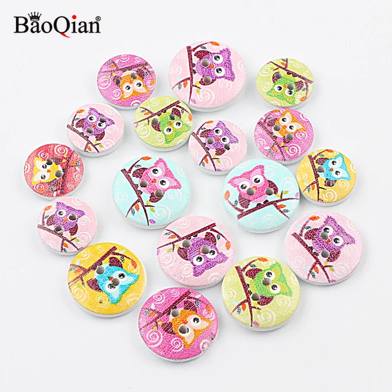 Деревянные пуговицы сделай сам для детской одежды 50 шт. разные животные Сова 15/20