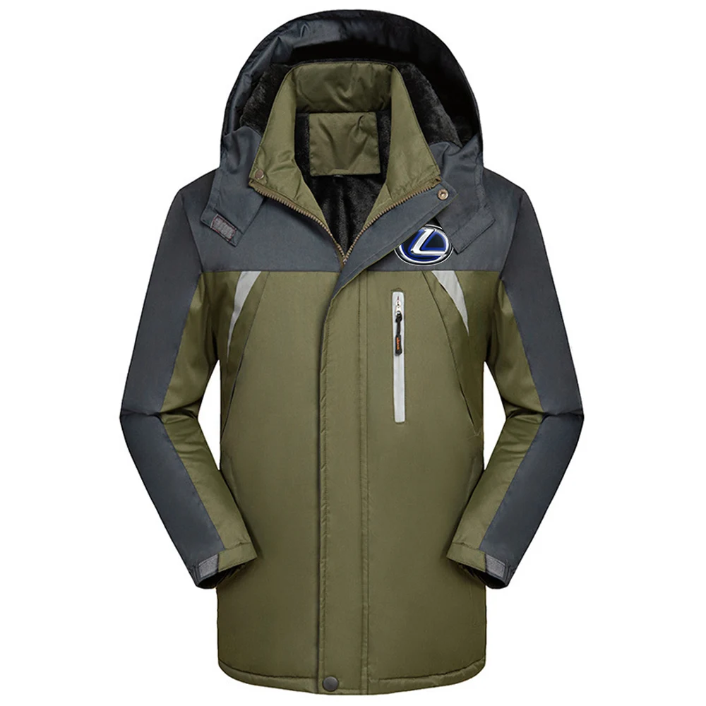 

2021 Men Winter Lexus Car logo Thicken Outdoor Cold-Proof Windbreaker Warm Waterproof Mountaineering Hoodie Clothing Jacket Coat