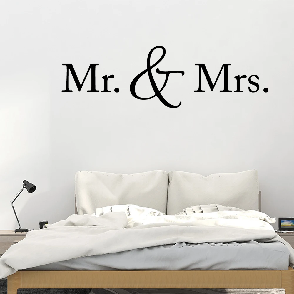 Съемный Настенный стикер Mr and Mrs романтичный для спальни наклейки на обои