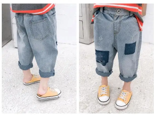 Детские штаны джинсы для малышей рваные весенняя одежда девочек детей весенне
