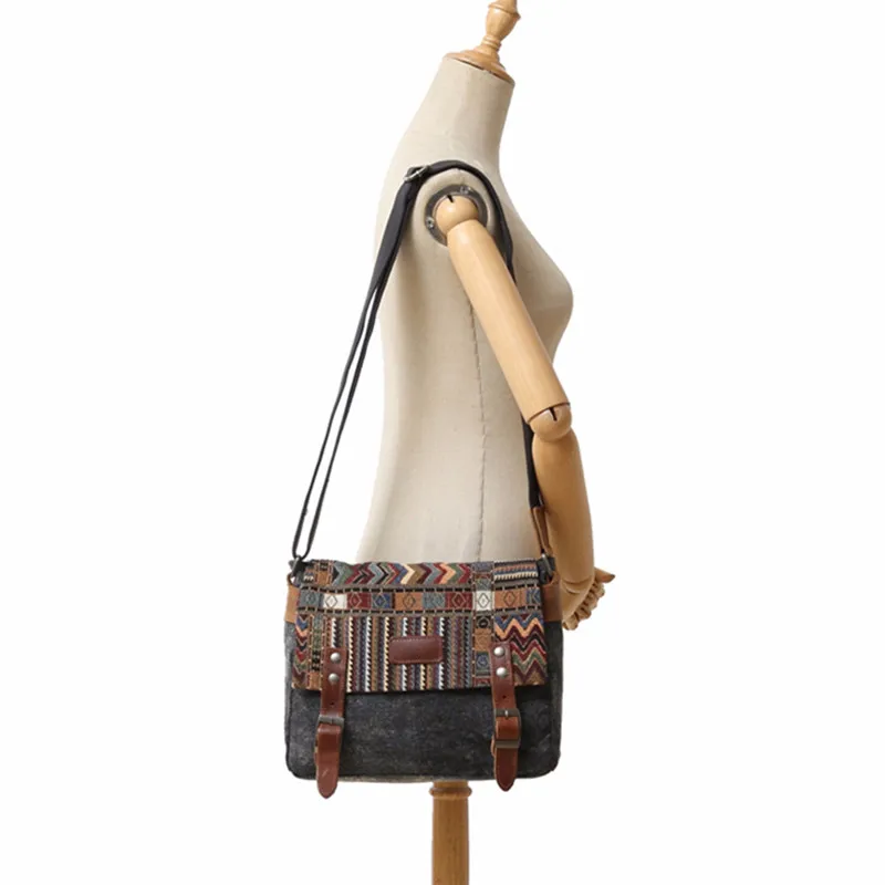 Винтажная Этническая холщовая сумка-мессенджер женская наплечная сумка в