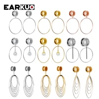 earkuo fashionable stainless steel round pearl dangle ear screw plugs tunnels body piercing jewelry ear gauges expanders 2pcs