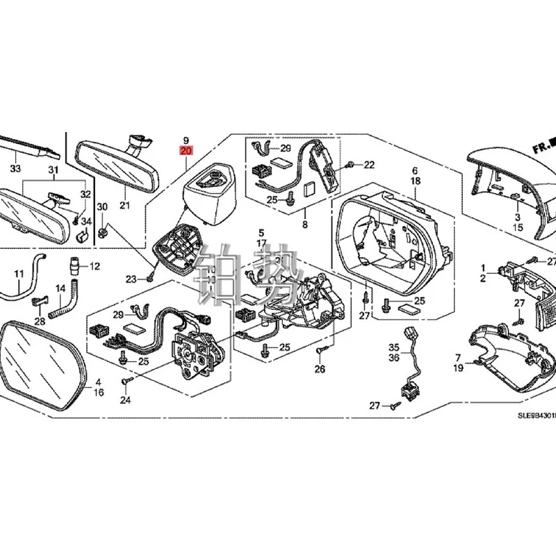 Автомобильный отражатель в сборе зеркало заднего вида 2009-2014Hon daO DYS SEY RB3 2.4L внешнее