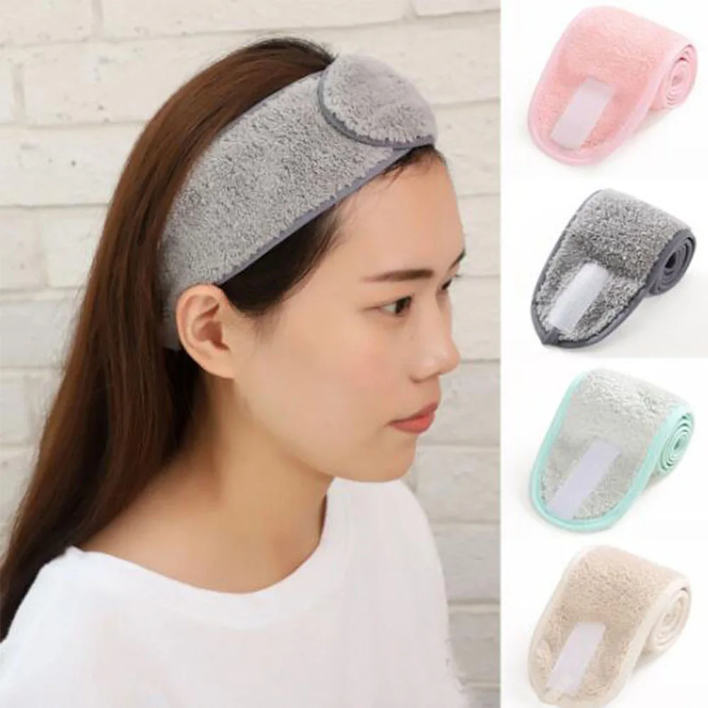 

1Pcs Women Adjustable Makeup Headbands Wrap Tiara Turban Face Wash Bath Salon SPA Velcro Hairband For Women Accessories