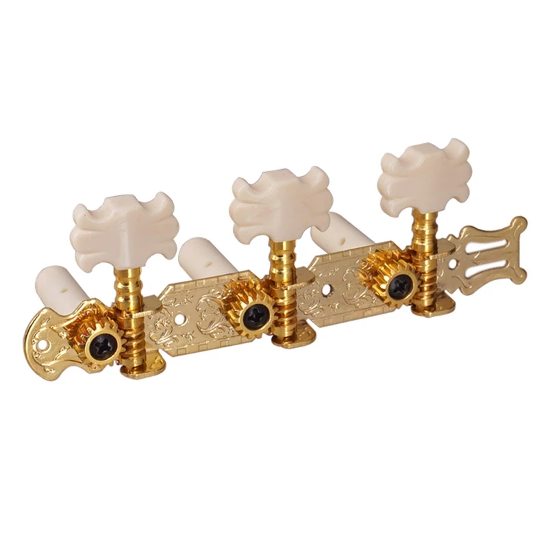 

Classical Guitar String Tuners Keys Machine Heads Tuning Pegs 1 Left 2 Right with Mount Screws Golden