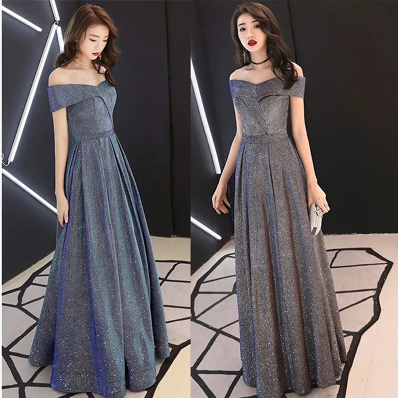 

Large size M-4X One-shoulder starry dress women's new banquet noble elegant elegant thin sexy temperament annual dress