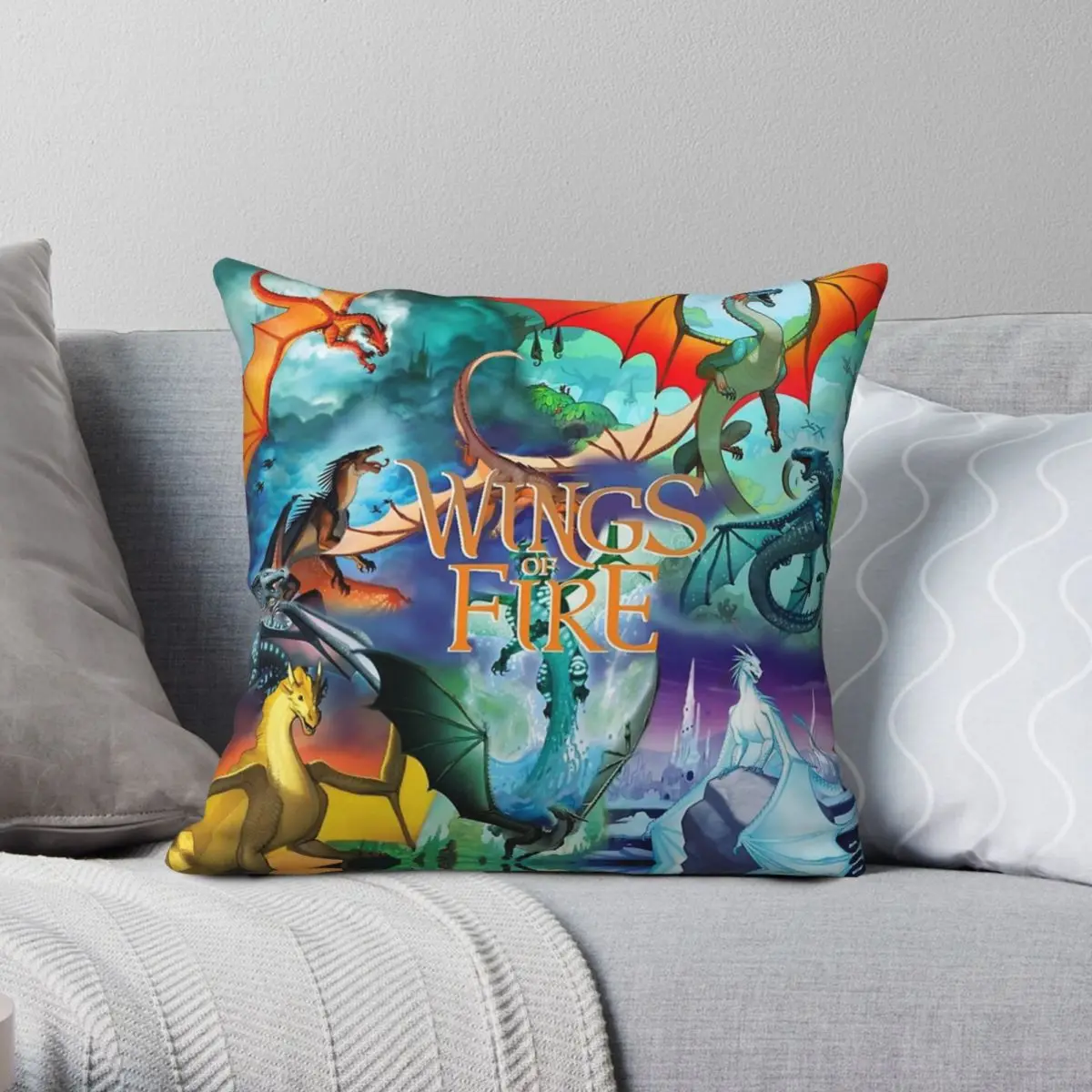 

Квадратная наволочка серии Wings Of Fire All Dragon, наволочка из полиэстера и льна с бархатным узором на молнии, декоративная наволочка для комнаты
