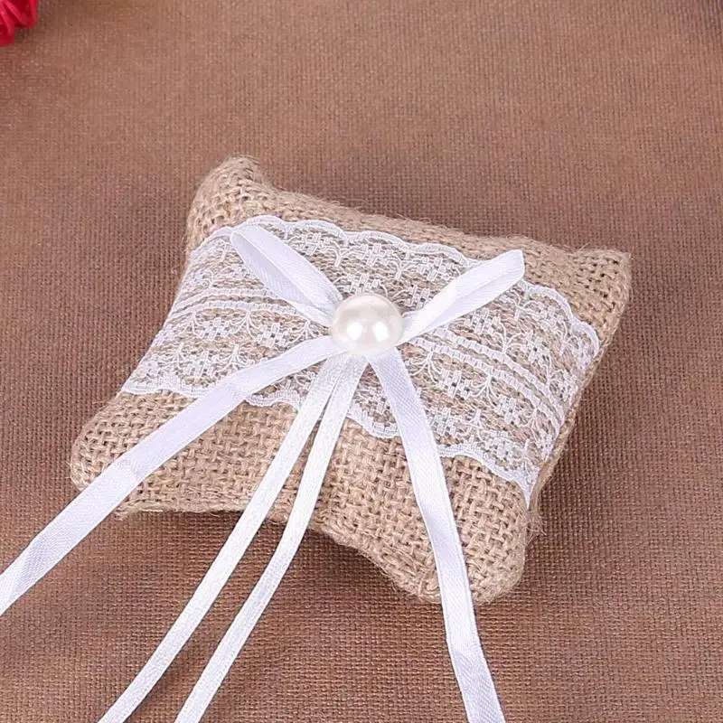Винтажная кружевная подушка из мешковины джутовое кружево свадебная кольцо