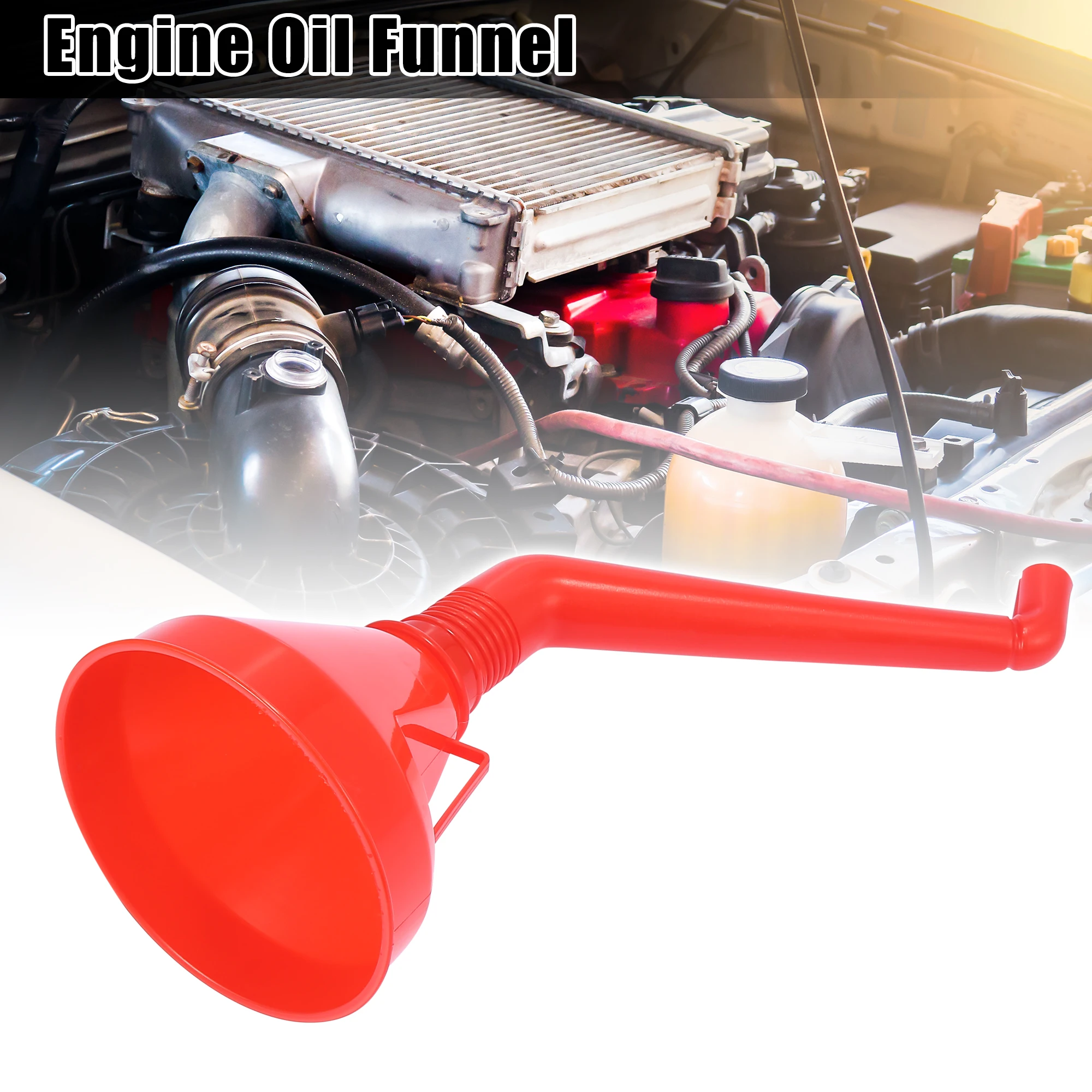 

Uxcell Universal Multifunctional Plastic Engine Oil Funnel Oil Filter with Extension Spout Red for Cars Motorcycles 132mm OD