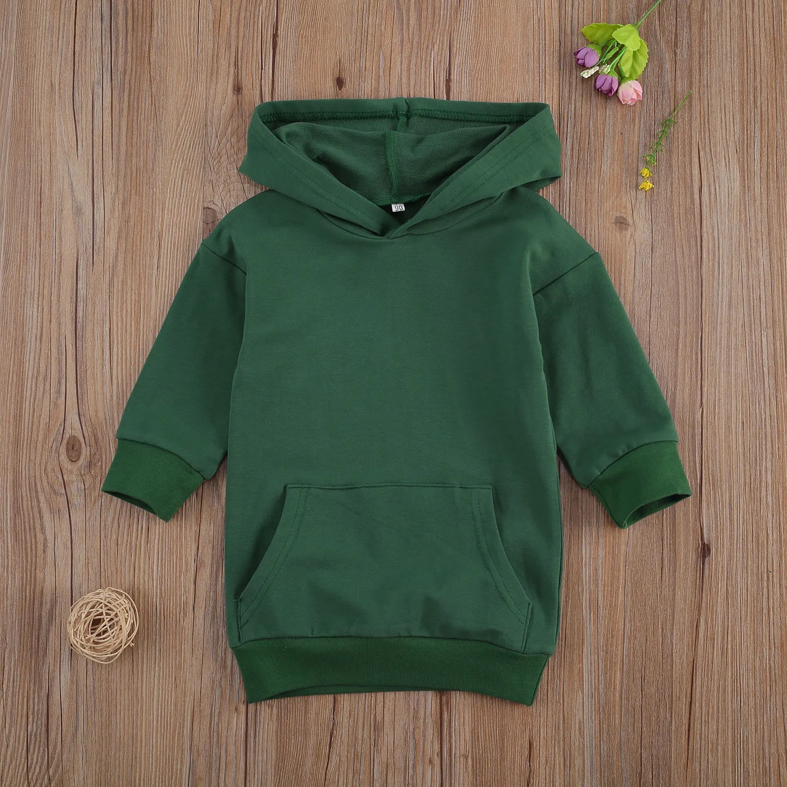 Autumn Fashion Kids Girls Hoodies Dress Outfits 1-5Y Solid Long Sleeve Pullover Pocket Long Length Straight Dress