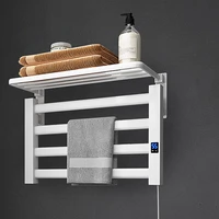 220v 80w bathroom towel rack heating carbon fiber heating electric towel dryer rack waterproof lcd touch screen rail holders