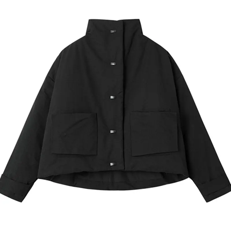

XITAO Patchwork Pockets Zipper Parka Women 2020 Winter Casual Fashion New Style Temperament All Match Stand Collar Parka ZY2454