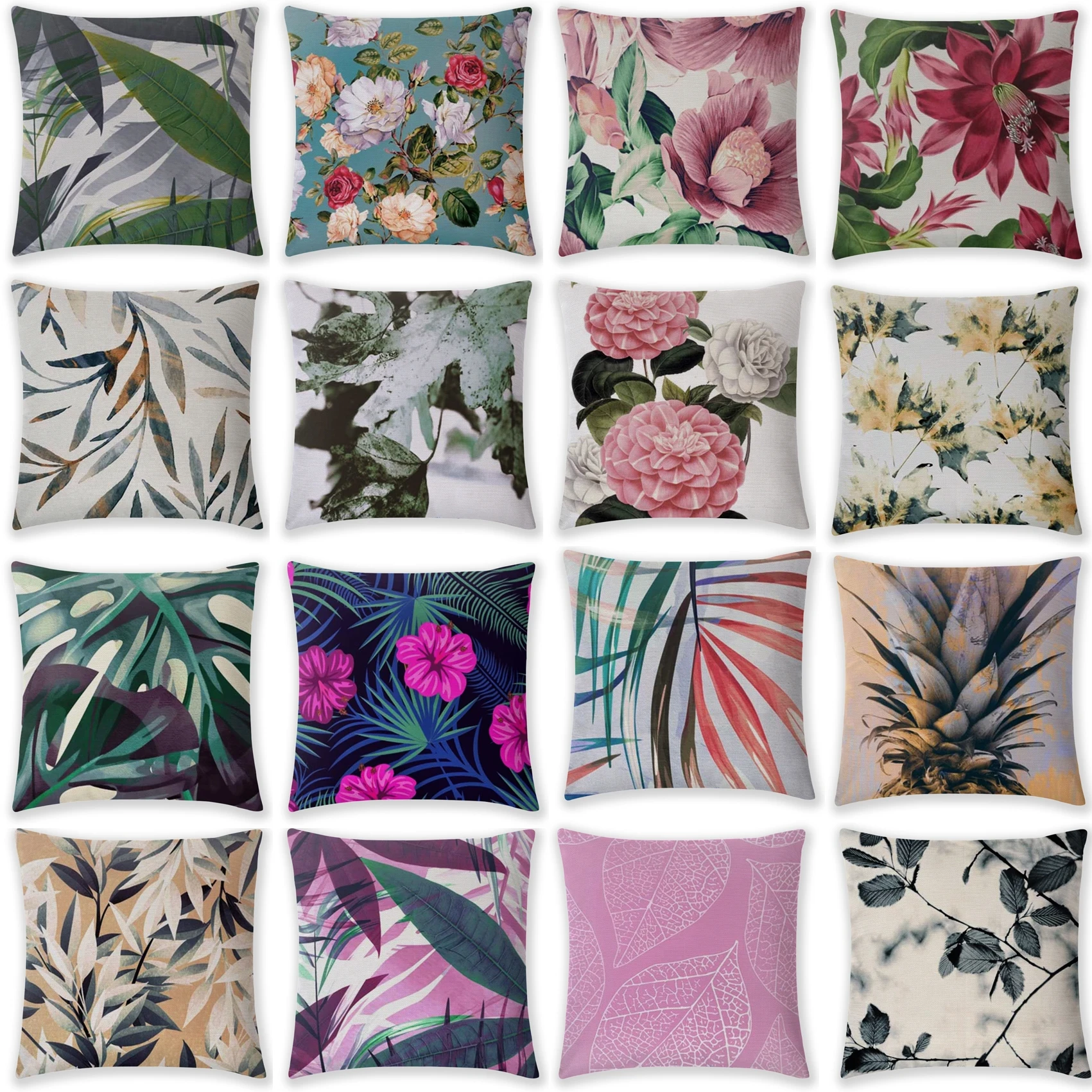 

45*45cm Garden Summer Natural Flowers Leaf Botanical Tropical Jungle Floral pattern Cushion Cover Throw Pillow Case