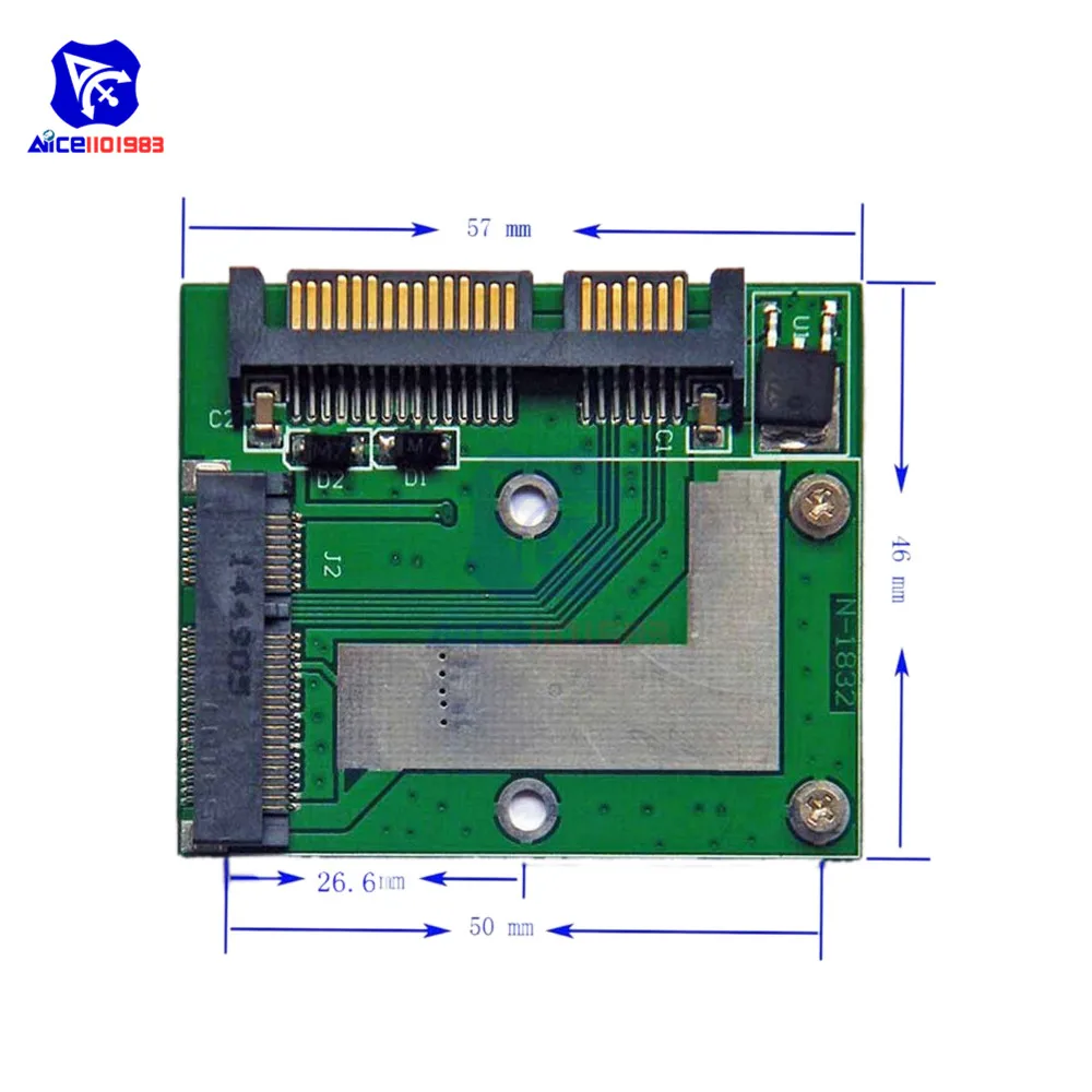 Адаптер diymore mSATA Mini PCI e SSD к жесткому драйверу SATA 2 5 дюйма базовый