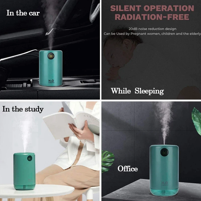 

Portable Mini Humidifier 500Ml Personal Humidifier,2000MAh Battery with Digital Display Cool Mist Humidifier