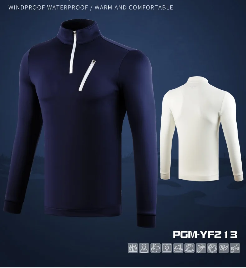 Pgm мужские рубашки для гольфа с длинными рукавами, футболка на молнии, мужские спортивные дышащие топы с отложным воротником, зимние теплые трикотажные изделия для гольфа