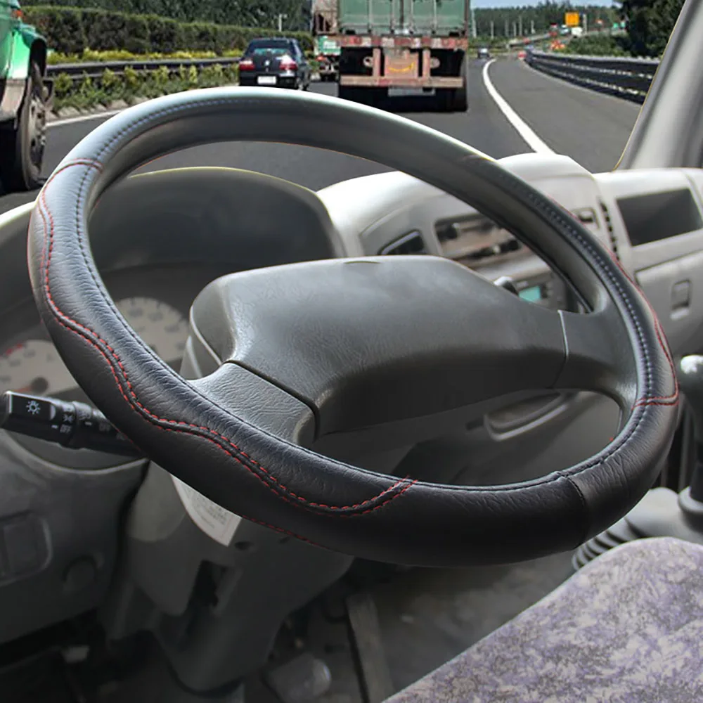 

QFHETJIE Leather Car Steering Wheel Cover, Used for Non-slip, Wear-resistant and Durable Interiors of Large Vehicles