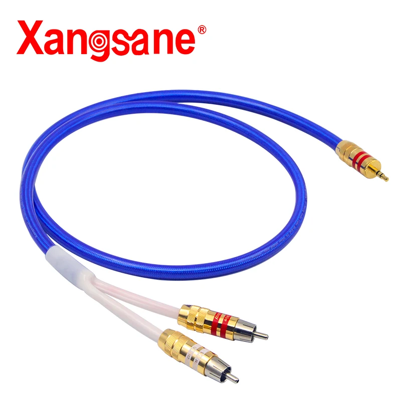 Кабель xangразный Hifi 3 5 мм на 2RCA Hi end 4 ядра без содержания кислорода с посеребренным