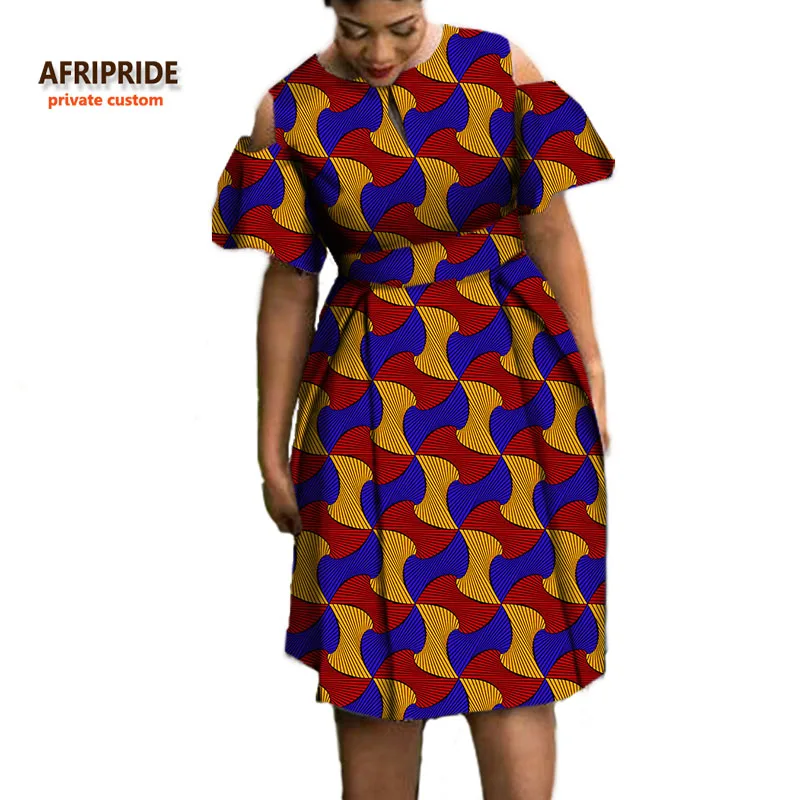Осенние женские платья AFRIPRIDE, индивидуальное повседневное Хлопковое платье с короткими рукавами и круглым вырезом, длиной до колена, большие размеры, A722545 - Цвет: 543J