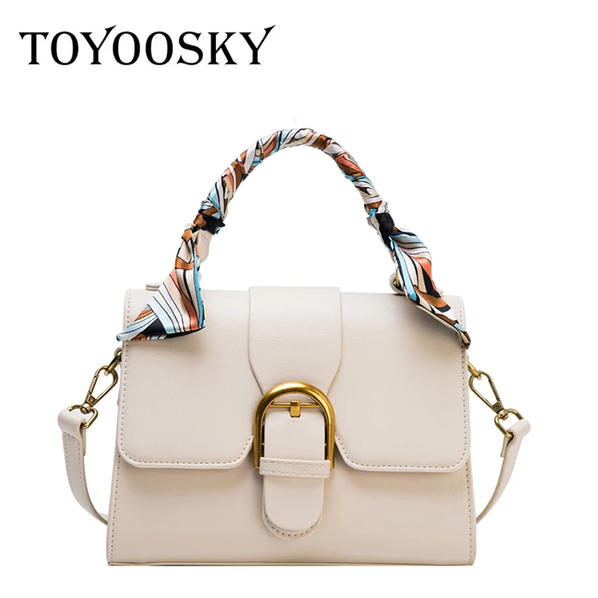 

TOYOOSKY Fashion Women's Crossbody Bag with Scarf Sac A Main Ladies Shoulder Bag Small Lock Female Messenger Bag Bolso Mujer