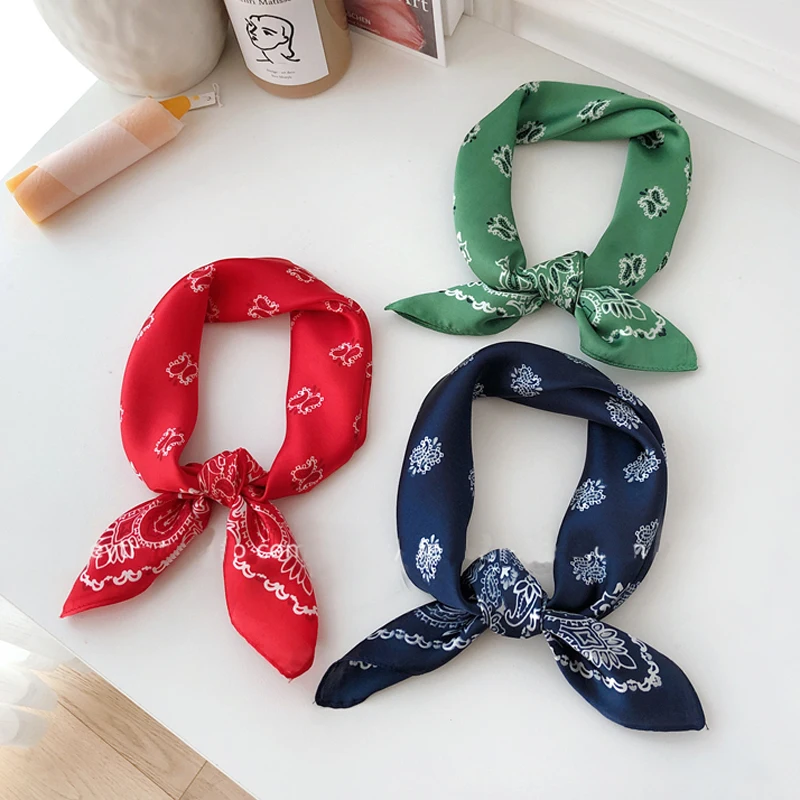 Женский Шелковый квадратный шарф Luna & Dolphin бандана с винтажным принтом пейсли