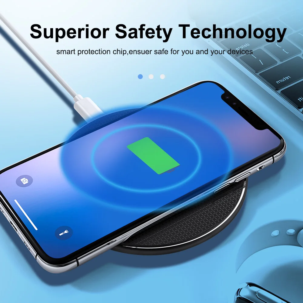 Беспроводное зарядное устройство Qi для Samsung Galaxy S10 S20 S9 Note 10 9 iPhone 8 Plus 11 12 Pro X XS XR