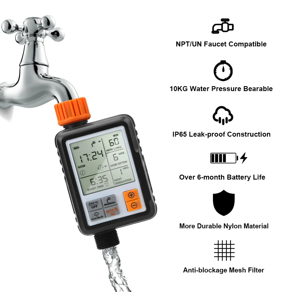 Waterproof Large Screen Automatic Watering Controller System Digital Irrigation Timer For Garden Lawn Device | Дом и сад