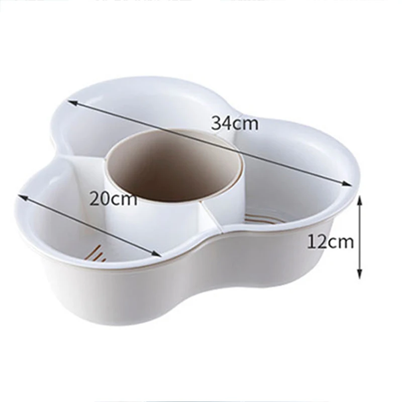 

Hot Pot Drain Basket Double-layer Household Plastic Wash Basin Round Fruit Tray Drip Basin Drain Basin Seafood Vegetable Platter