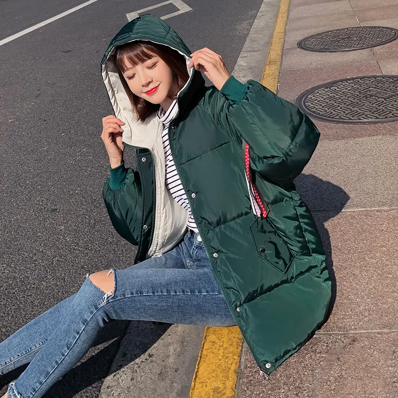 FTLZZ зимний женский полосатый каждодневный свободный дизайн хлеб пальто вышивка с