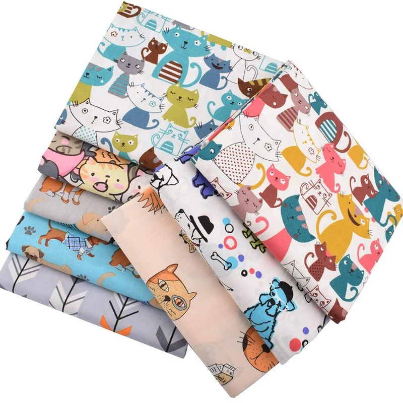 

New Cartoon Twill Printed Fabric DIY Hand-stitched Cloth Group 8 Sets of Cartoon Cotton Print Fabric