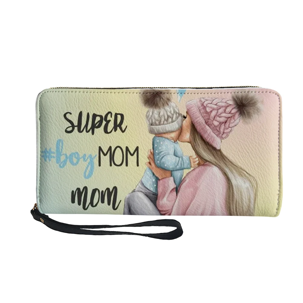 

Jackherelook Super Mom and Daughter Women Wallet Wrist Handle Phone Case Long Section Money Pocket Pouch Handbag Women's Purse