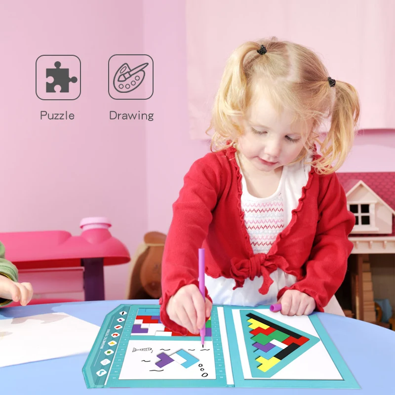 Магнитный деревянный тетрис 3D пазл доска для письма креативный Интеллектуальный