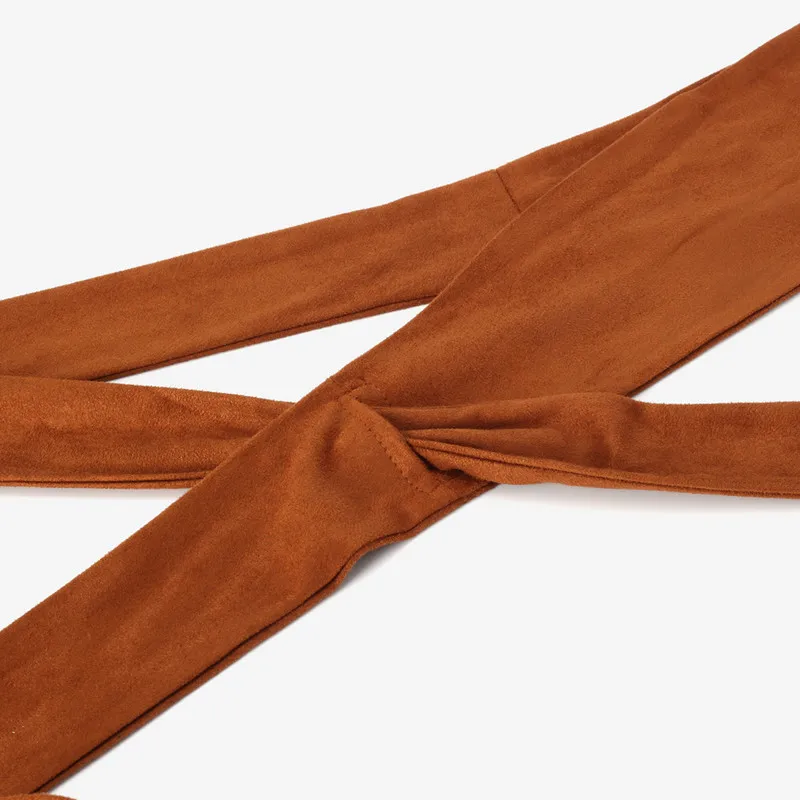 

New Suede Belts for Women Corset Camel Autumn Winter Waist Belt Female Waistband Solid Bow Tie Wide Belts