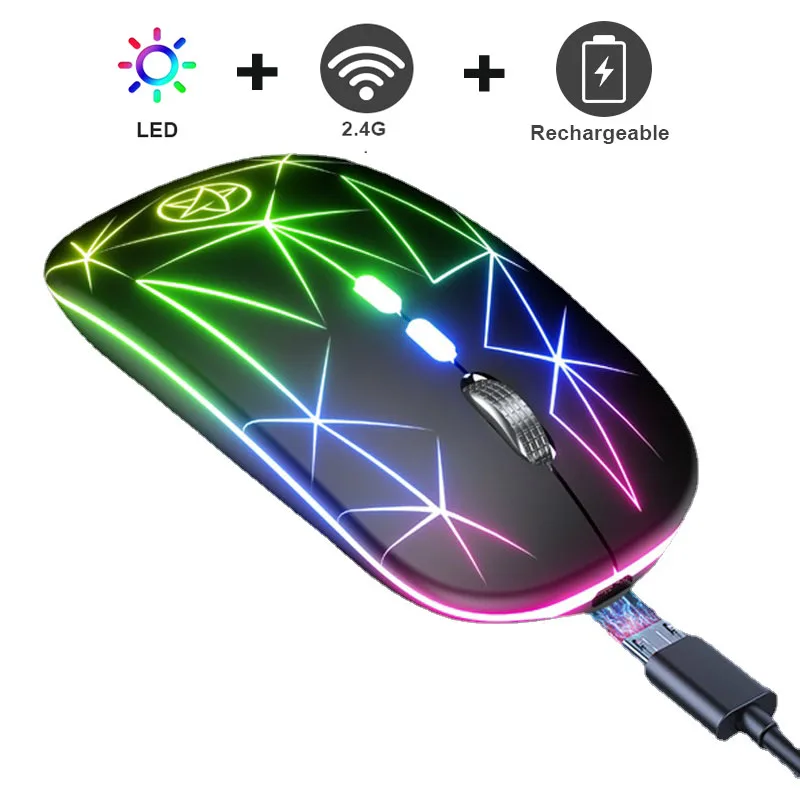 Мышь Компьютерная Аккумуляторная RGB USB 2 4 ГГц светодиодный светодиодная