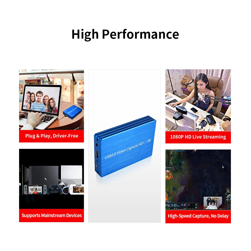 

NK-S300 4K HD to USB 3.0 Video Capture Dongle USB3.0 1080P 60fps Full HD Video Recorder for Gaming Live Streaming with No Delay