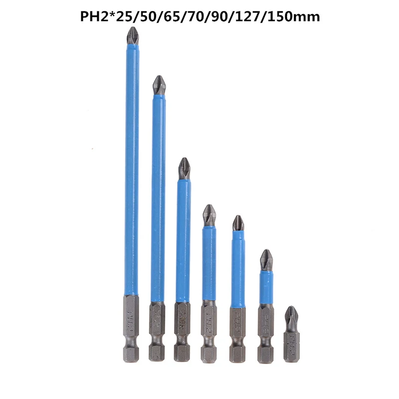 

7PCS PH2 Anti Slip Electric Screwdriver Bit Hex Shank 25 50 65 70 90 127 150mm