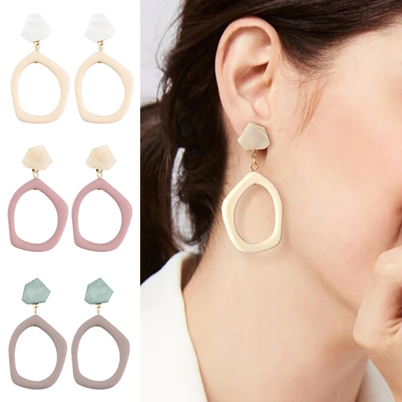 Крупные большие геометрические полые окрашенные Многослойные серьги для женщин