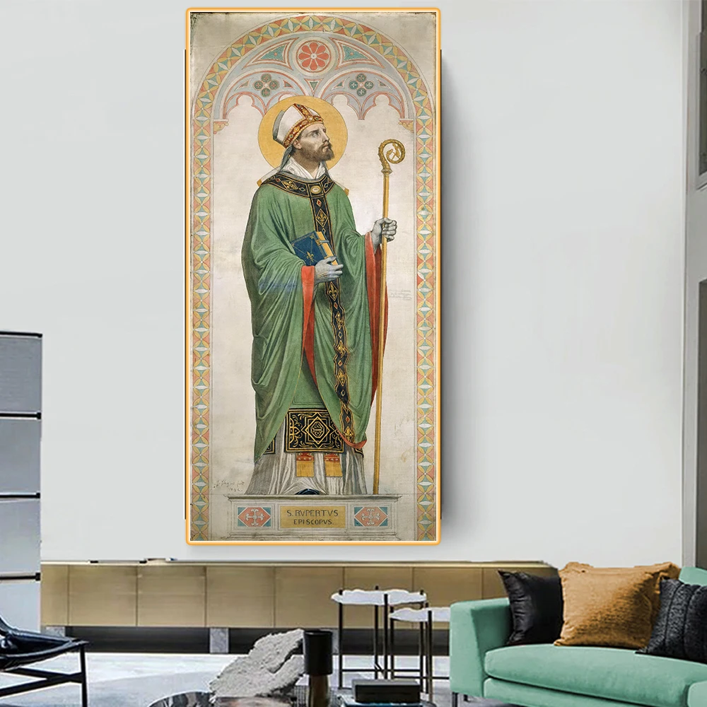 Citon Ingres《Aint Rupert Bishop of Worms (Saint Robert)》Canvas Oil Painting World Famous Artwork Picture Decor Home Decoration | Дом и сад